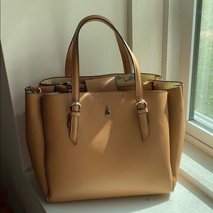 London Fog Tan Leather Satchel Bag